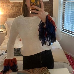 English factory sweater with fun sleeves